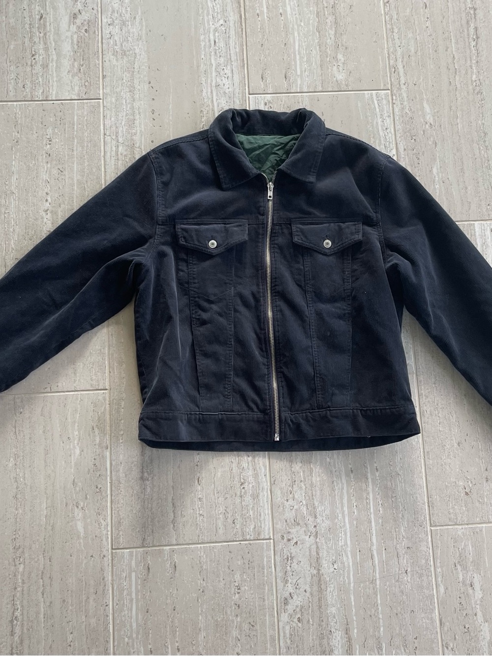 Brandy Melville J. Galt Black Corduroy Zip Up Jacket Cotton Size XXL pockets